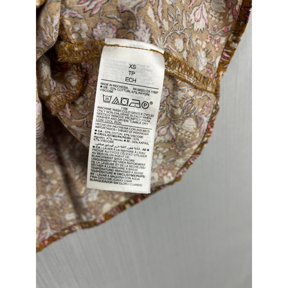 Boho Peplum Cami Women XS Old Navy Brown Ditsy Floral Tie Neck Cottagecore - Picture 6 of 9